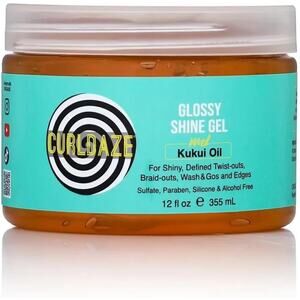 Curldaze Glossy Shine Gel with Kukui Oil, Vitamins A, C, & E, Defines Curls...